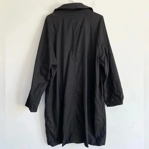 OAK + FORT Black Trench Coat Button Down Jacket Oversized Cotton Blend - Picture 2 of 8